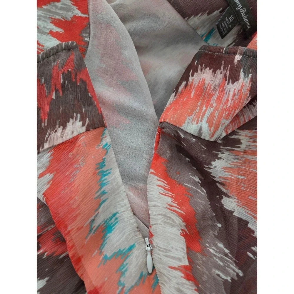Tommy Bahama Silk Ikat Chevron Handkerchief Hem Skirt Orange Brown Sz 10 Festive